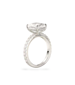 Diva - 4CT radiant cut pave silver ring