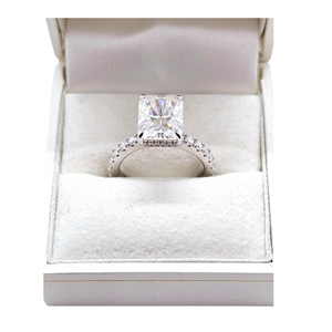 Radiant Cut Pave silver engagement ring