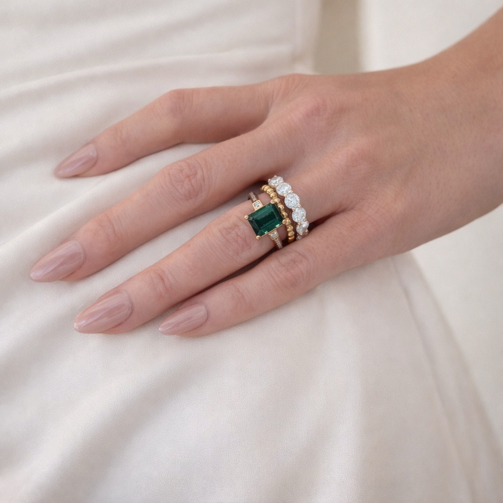 Green-tourmaline-rose-gold-emerald-cut-moissanite-solitaire-engagement-ring-11