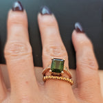 Charger l&#39;image dans la galerie, Green-tourmaline-rose-gold-emerald-cut-moissanite-solitaire-engagement-ring
