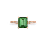 Charger l&#39;image dans la galerie, Green-tourmaline-rose-gold-emerald-cut-moissanite-solitaire-engagement-ring
