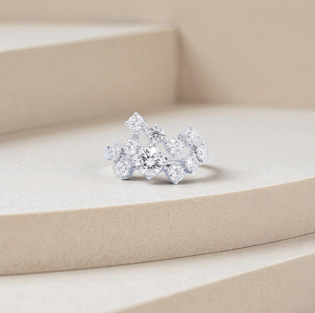 Moissanite-stars-ring-Constellation-round-diamond-moissanire-white-rose-yellow-gold-handmade-jewelry-engagement-ring