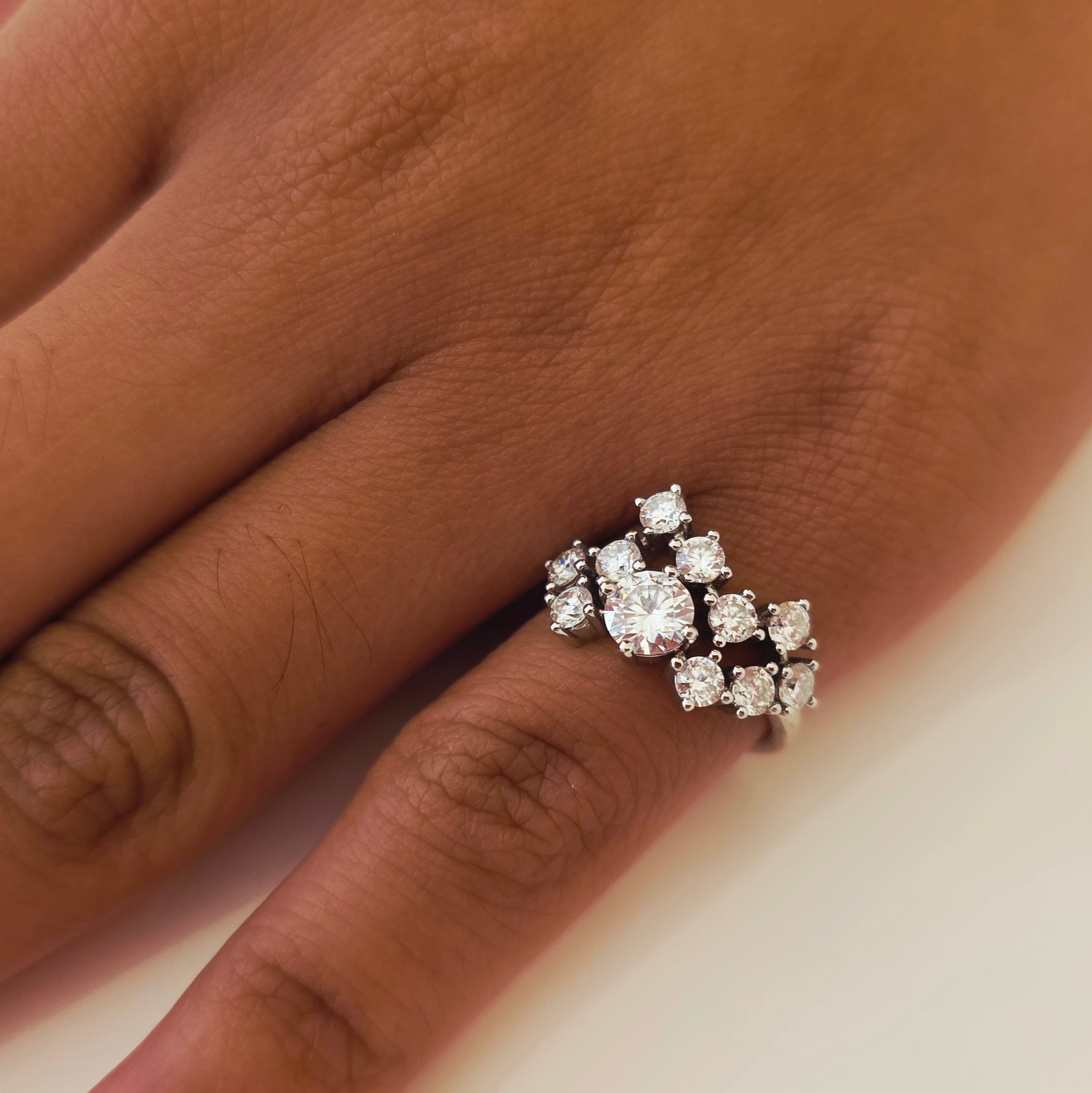 Moissanite-stars-ring-Constellation-round-diamond-moissanire-white-rose-yellow-gold-handmade-jewelry-engagement-ring