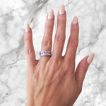 Charger l&#39;image dans la galerie, Pink-sapphire-and-white-diamond-half-eternity-ring-6
