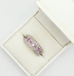 Charger l&#39;image dans la galerie, Pink-sapphire-and-white-diamond-half-eternity-ring-6
