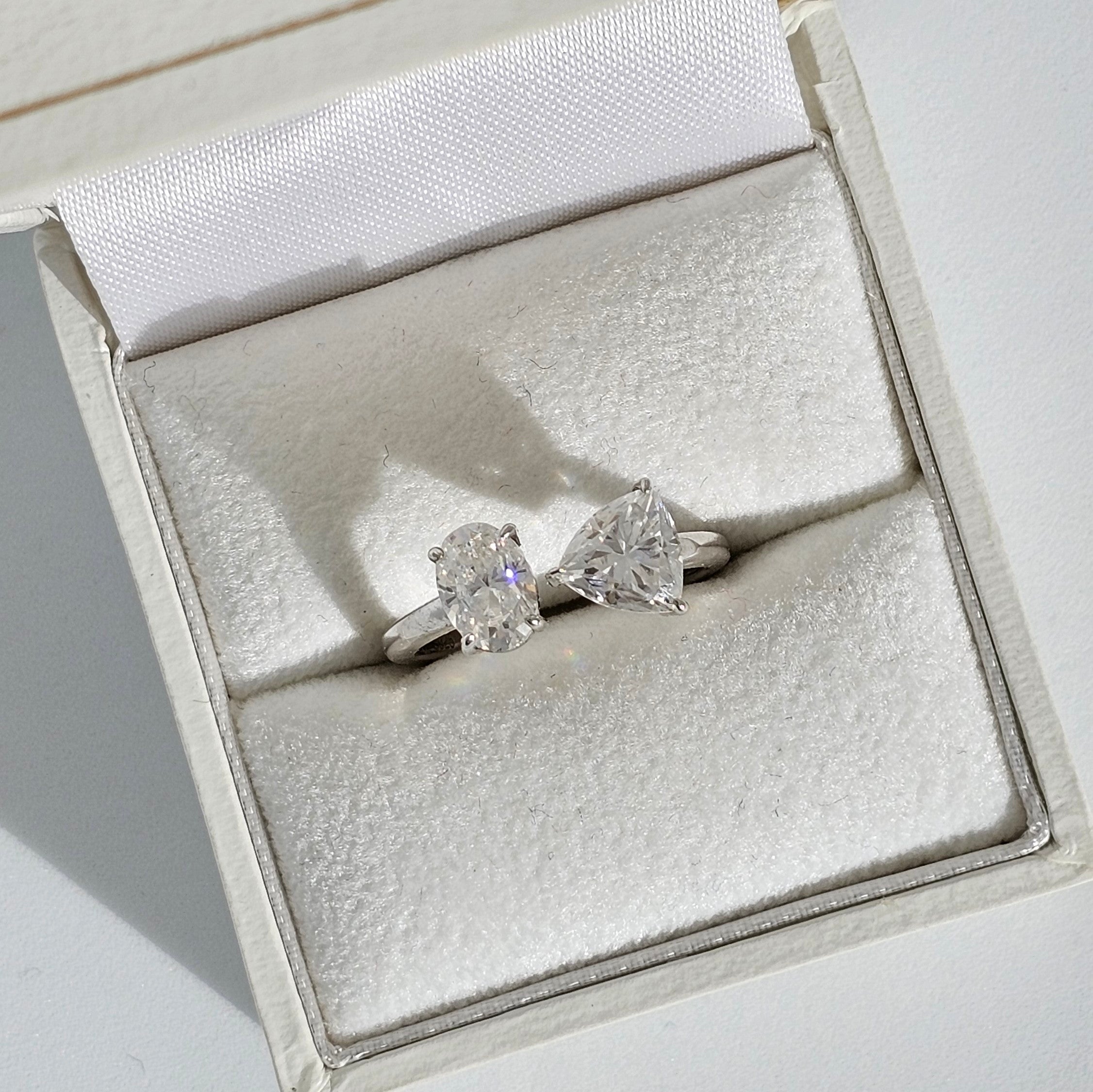 Toi et Moi Bague Moissanite en Argent Pour Auriculaire