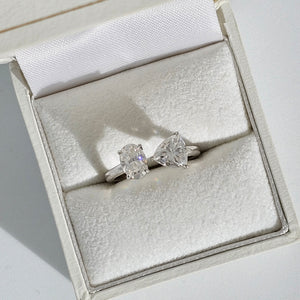 Toi et Moi Bague Moissanite en Argent Pour Auriculaire