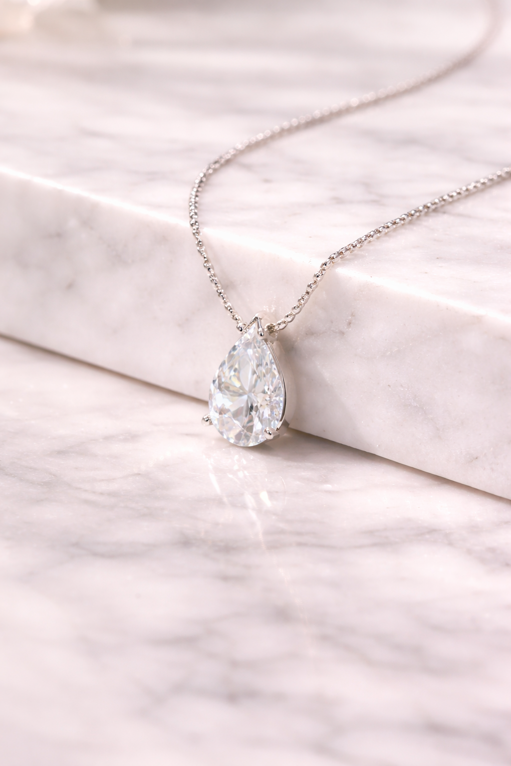 Clara - 5 ct Pear-Cut Moissanite Silver Pendant Necklace