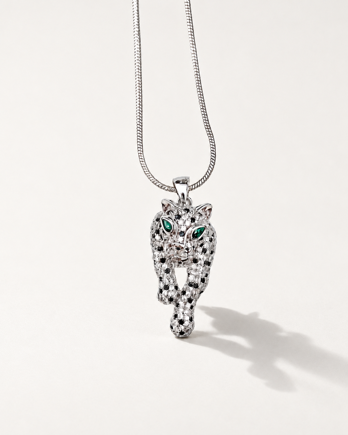 Panther - Black & White Silver Necklace