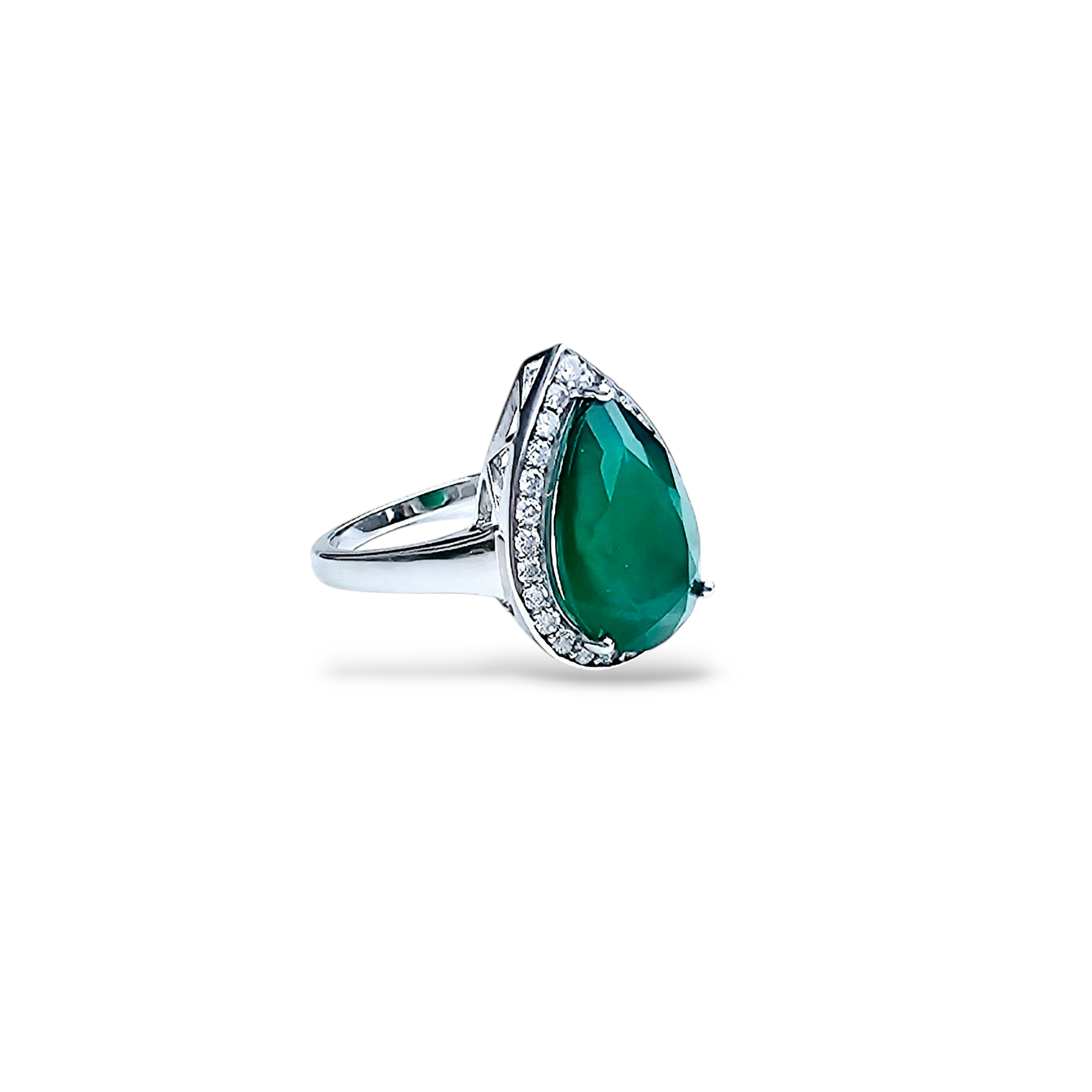 Agate - green agate silver ring