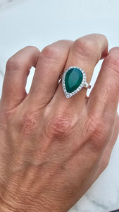 Agate - green agate silver ring