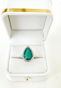Agate - green agate silver ring