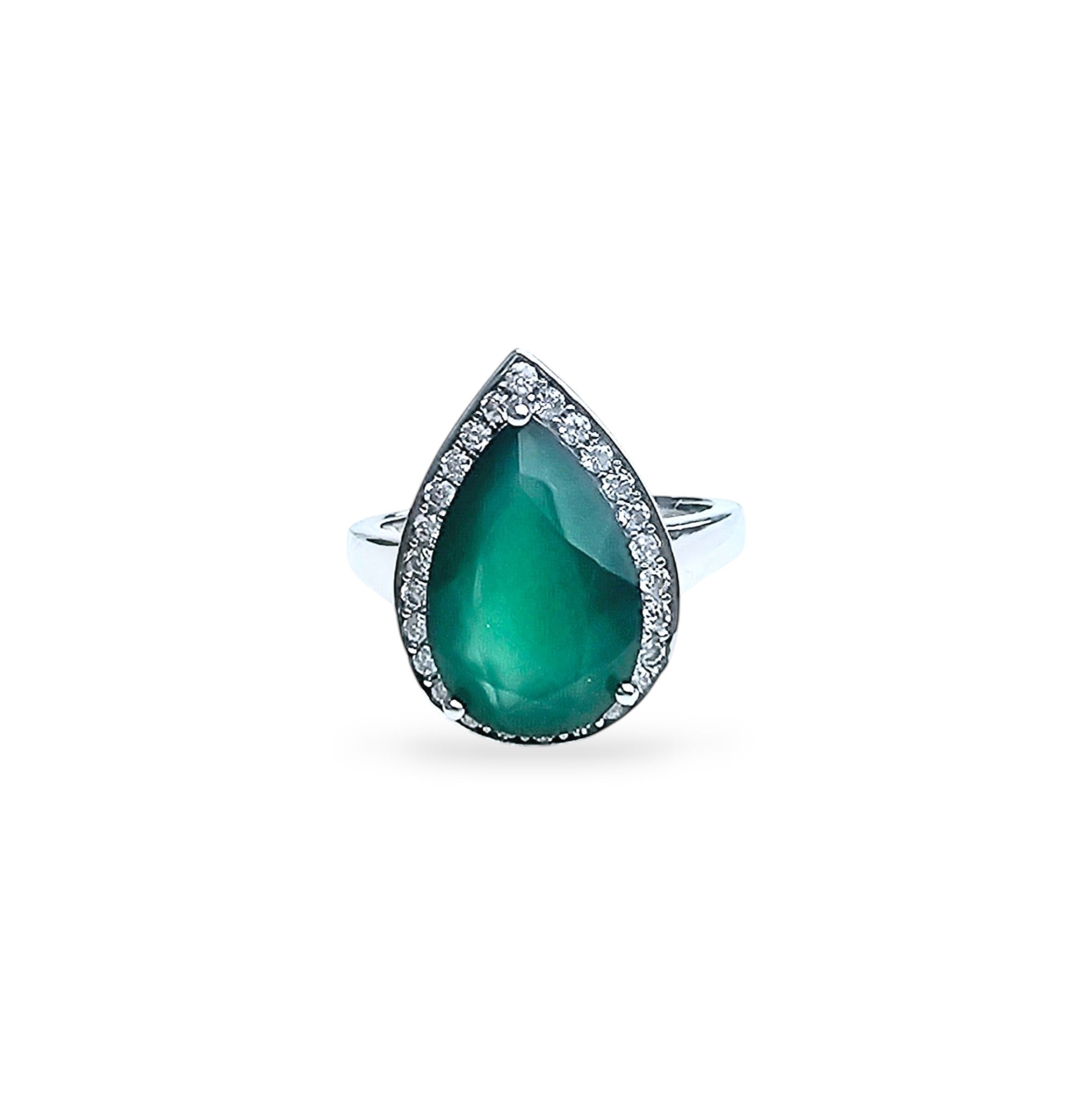 Agate - green agate silver ring