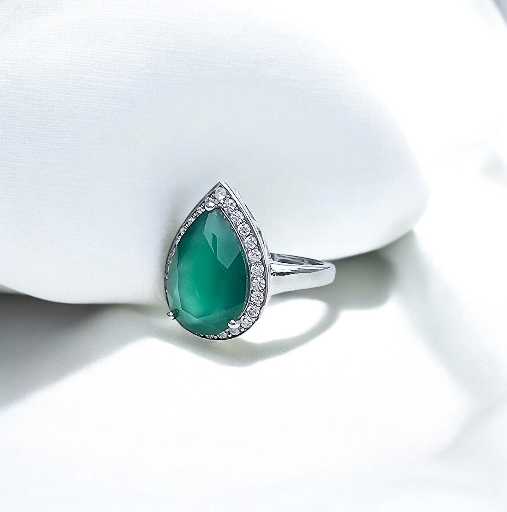 Agate - green agate silver ring