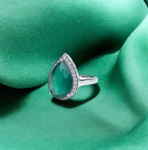 Agate - green agate silver ring