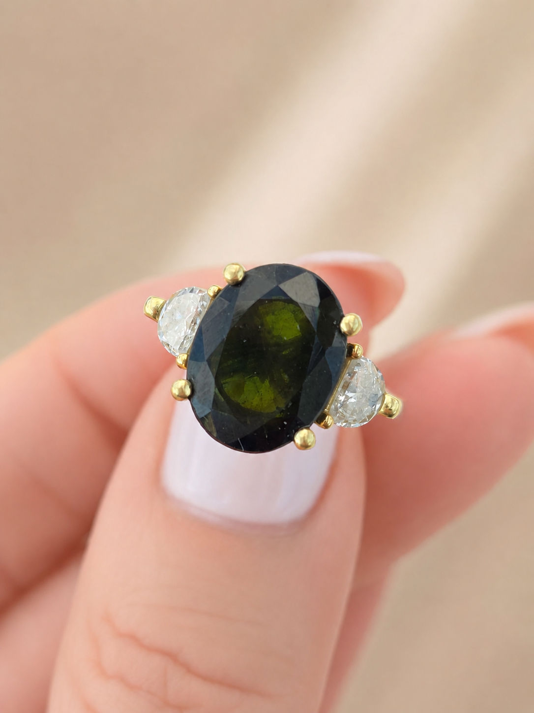 maeve-green-tourmaline-diamond-trio-ring-yellow-gold-engagement-jewelry-