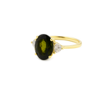 Charger l&#39;image dans la galerie, maeve-green-tourmaline-diamond-trio-ring-yellow-gold-engagement-jewelry_1
