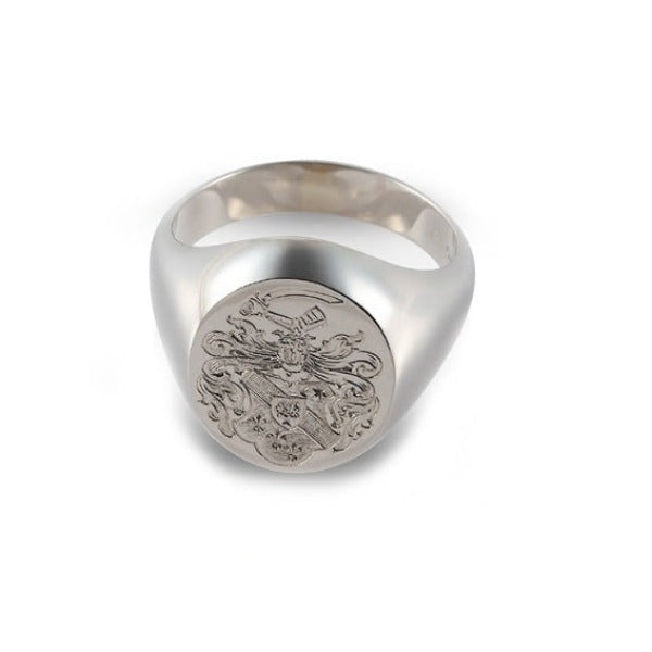mens-signet-pinky-ring-round-engravable-white gold personalized custom hand engraving initials