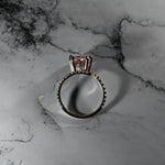 Charger l&#39;image dans la galerie, pear-shaped-rose-gold-Morganite-moissanite-halo-coctail-statement-ring-unique-bespoke-handmade-2_1
