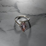 Charger l&#39;image dans la galerie, pear-shaped-rose-gold-Morganite-moissanite-halo-coctail-statement-ring-unique-bespoke-handmade-2_1
