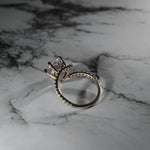 Charger l&#39;image dans la galerie, pear-shaped-rose-gold-Morganite-moissanite-halo-coctail-statement-ring-unique-bespoke-handmade-2_1
