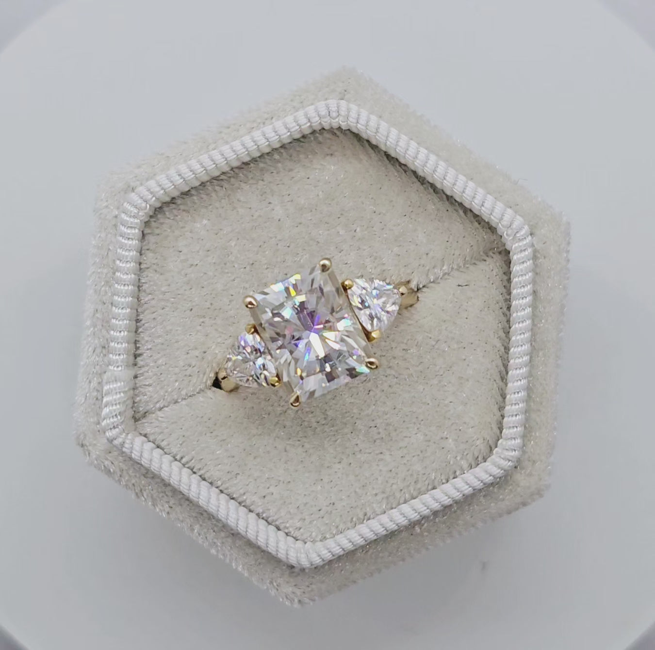 Diva Gold - Exclusive Moissanite Trilogy Engagement Ring