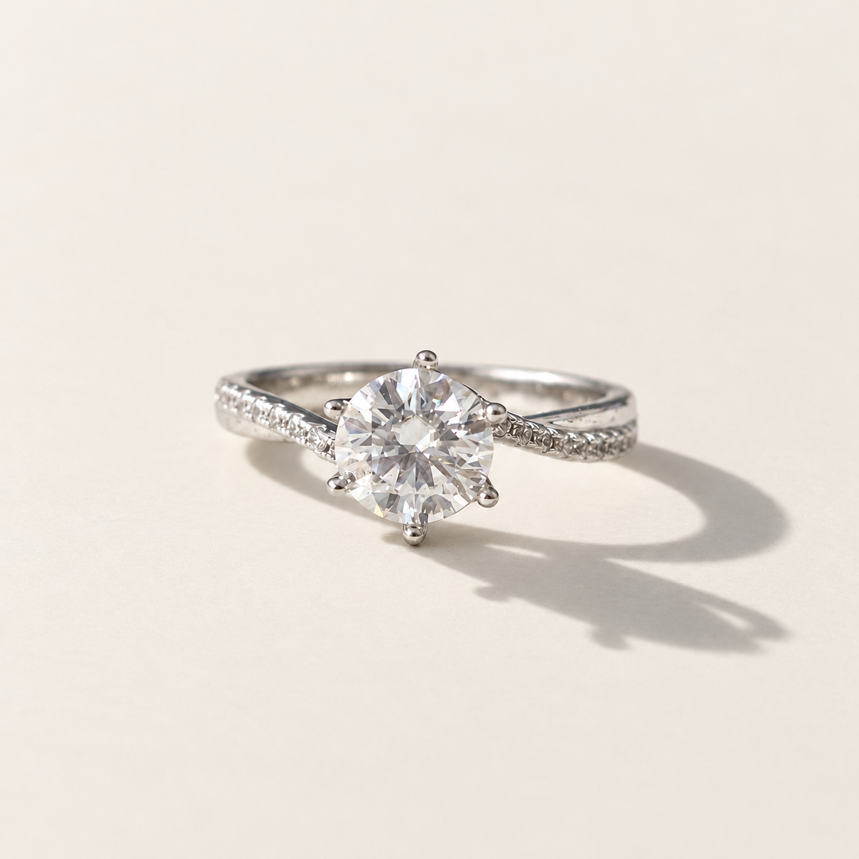 Sienna Mini Twist - Round Moissanite Silver Ring