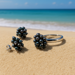 Charger l&#39;image dans la galerie, white-gold-tahitian-pearl-grape-cluster-coctail-earring-statement-ring-bespoke-custom-jewelry-3
