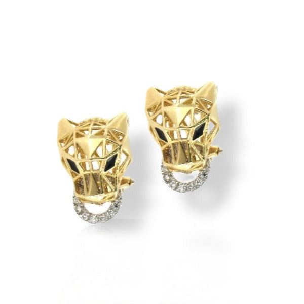 panther leopard animal tiger gold earring