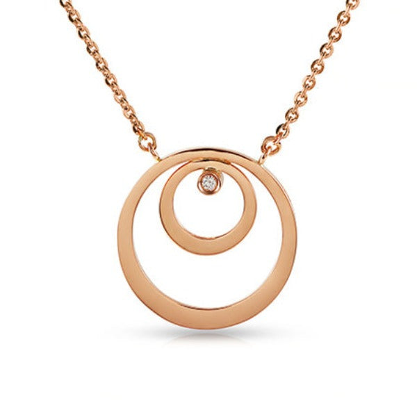 Diamond-Double-Circle-rose-gold-Pendant-necklace-handmade