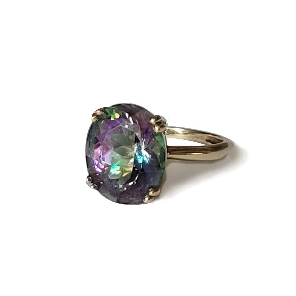 3/4 Carat Round Shape Mystic Topaz Ring & Diamond Band - Bridal Ring Set in  14K White Gold (3.70 g) (, I1-I2), Size 4 by SuperJeweler - Yahoo Shopping