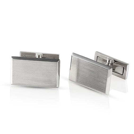Brushed and polished matte finish cufflinks gold silver ceramic inlay 